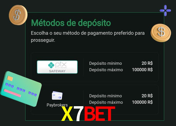 O cassino X7BET oferece uma grande variedade de métodos de pagamento
